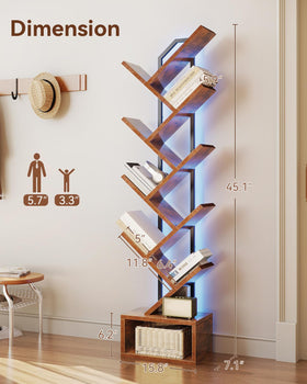 Casaottima tree bookshelf seven point one inch wide fits beside sofa