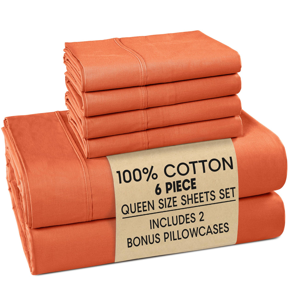 Casa Platino 100% cotton queen sheets offer breathable comfort for restful nights.