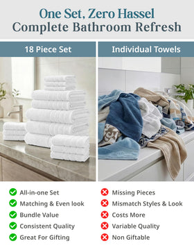 Casa Platino cool grey towels on display for calming bathroom decor.