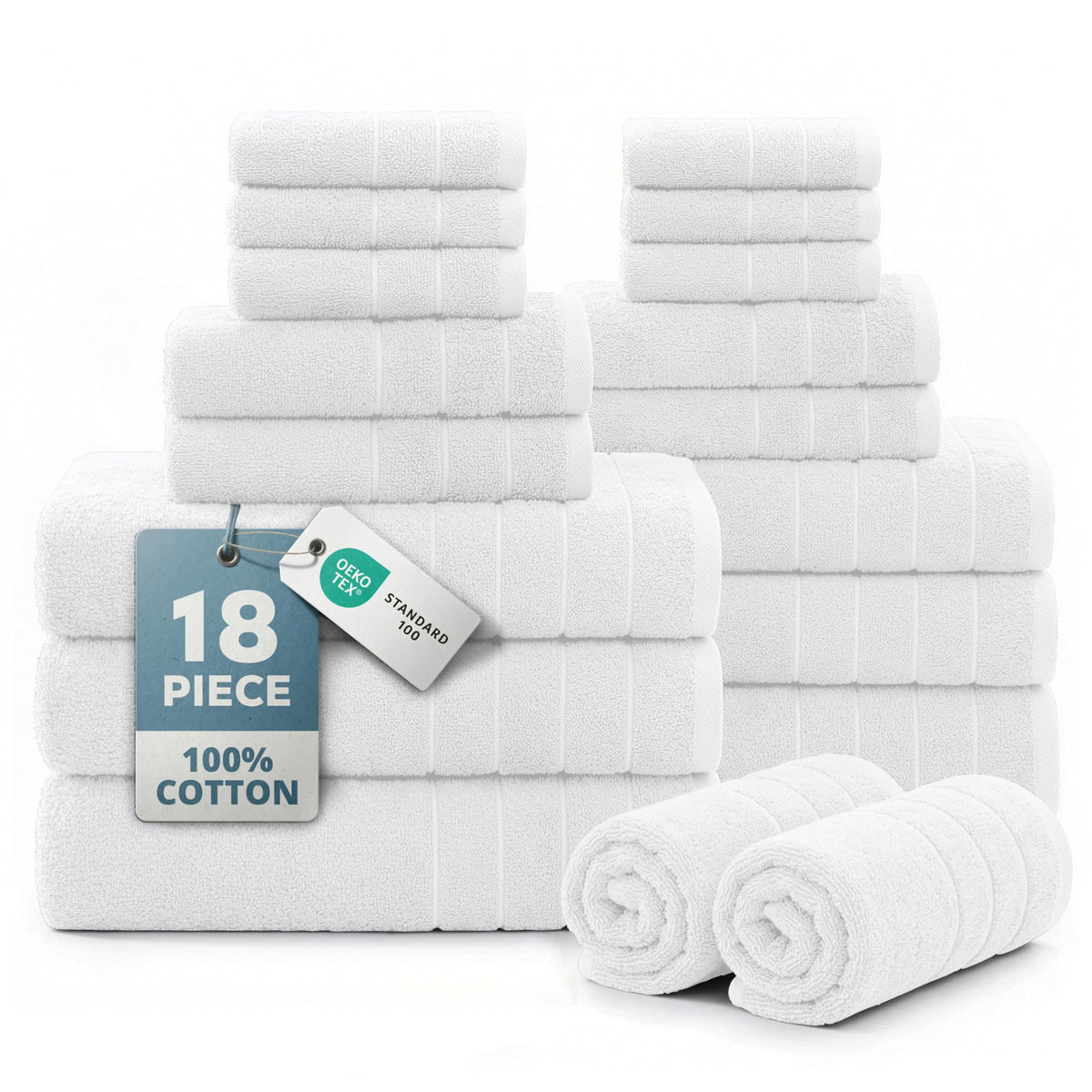 Casa Platino cotton towels set in full view for daily spa-like comfort.