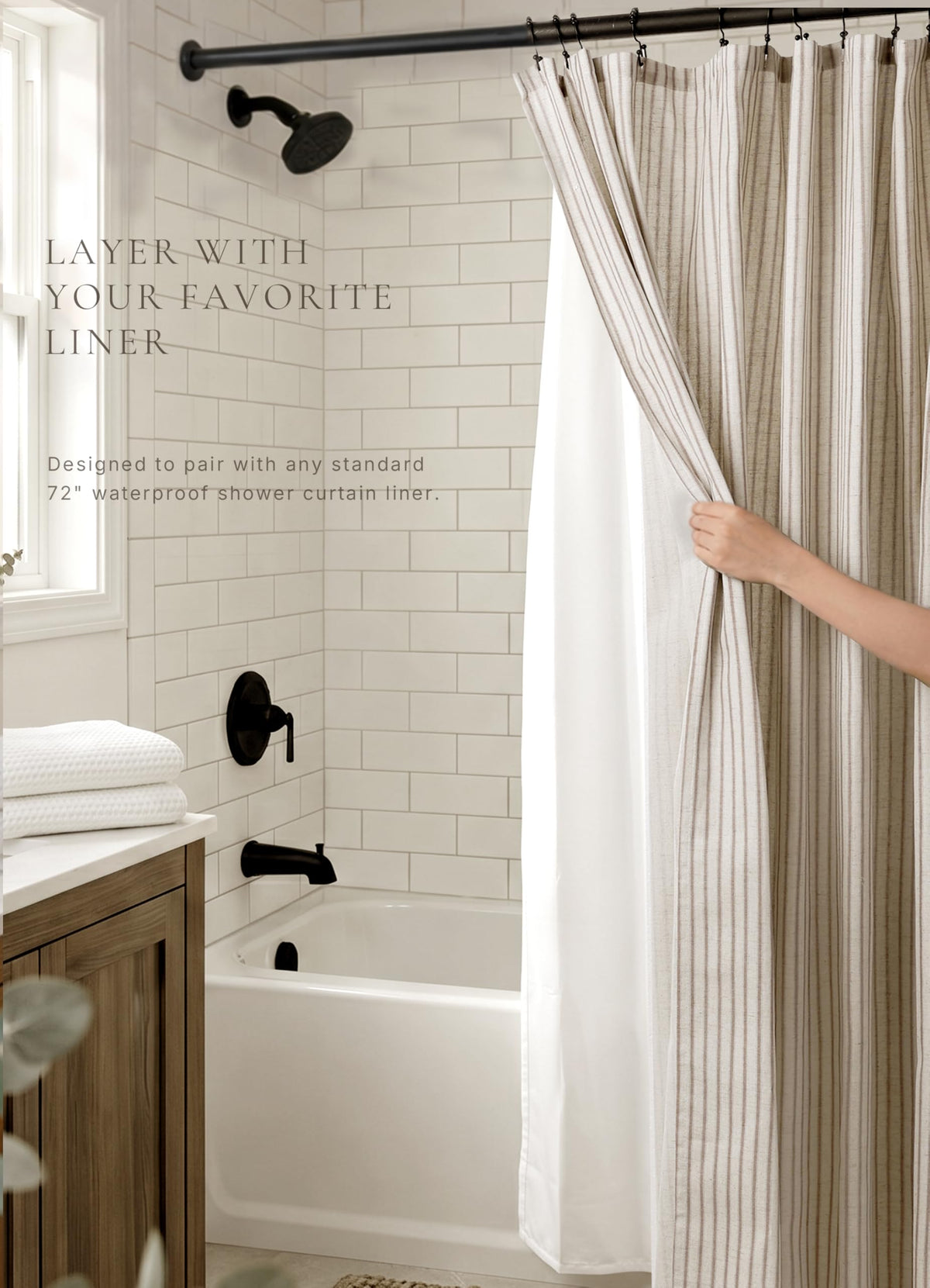 CasaTena bathroom ambiance closeup emphasizes breathable fabric.