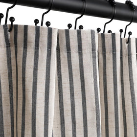 CasaTena farmhouse striped shower curtain full view adds rustic charm to your bathroom.