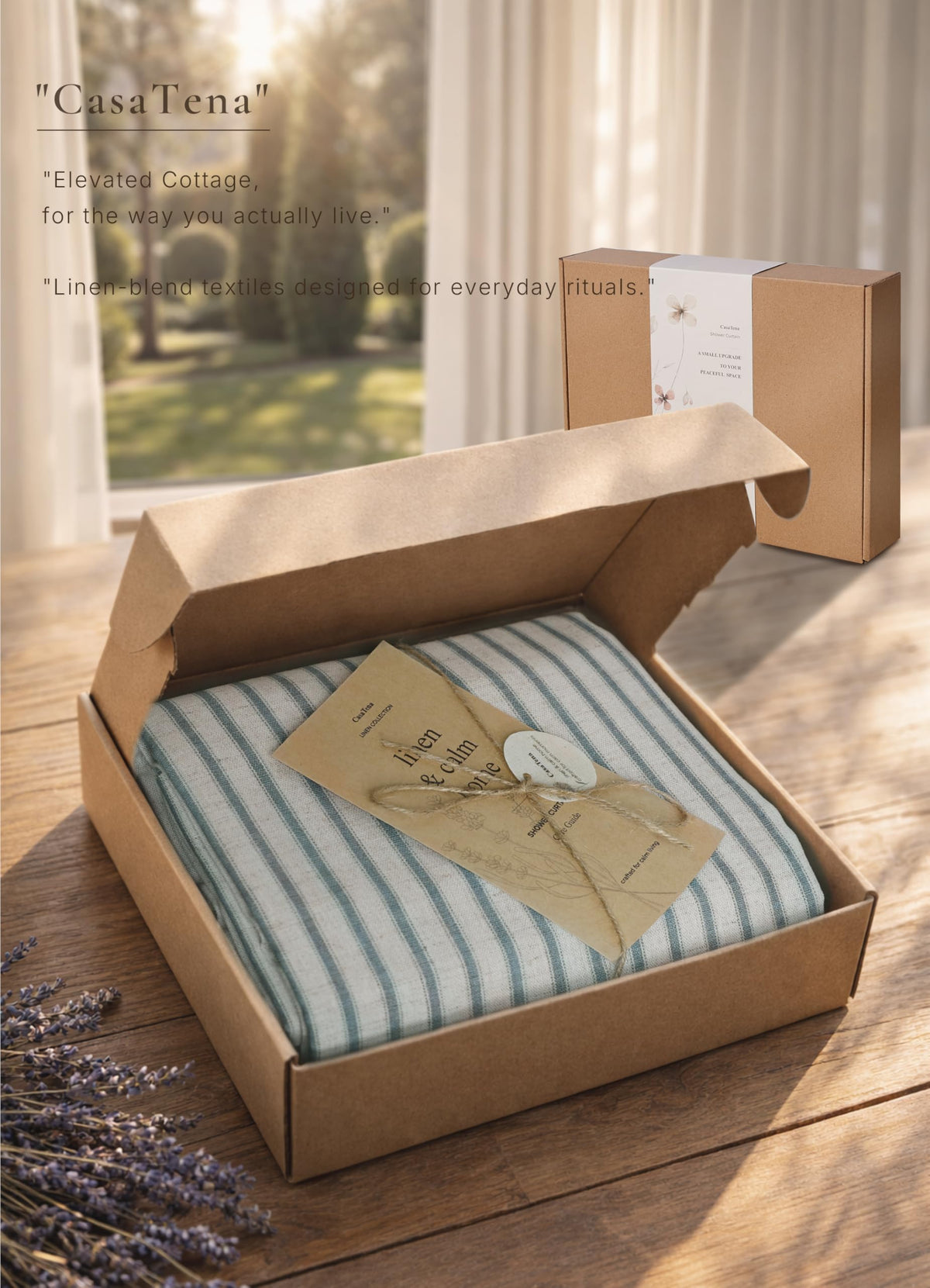 CasaTena Linen blend texture offers breathable, easy-care curtain choice.