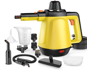 Casavorn 1200W steam cleaner front view, portable yellow unit for quick, chemical-free cleaning