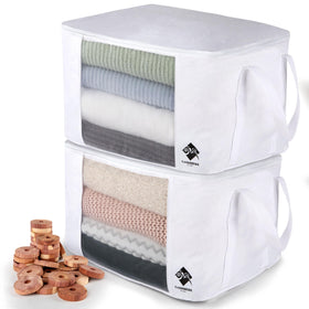 Cashmere Kiwi sweater storage bag open with breathable cotton protecting delicate fabrics