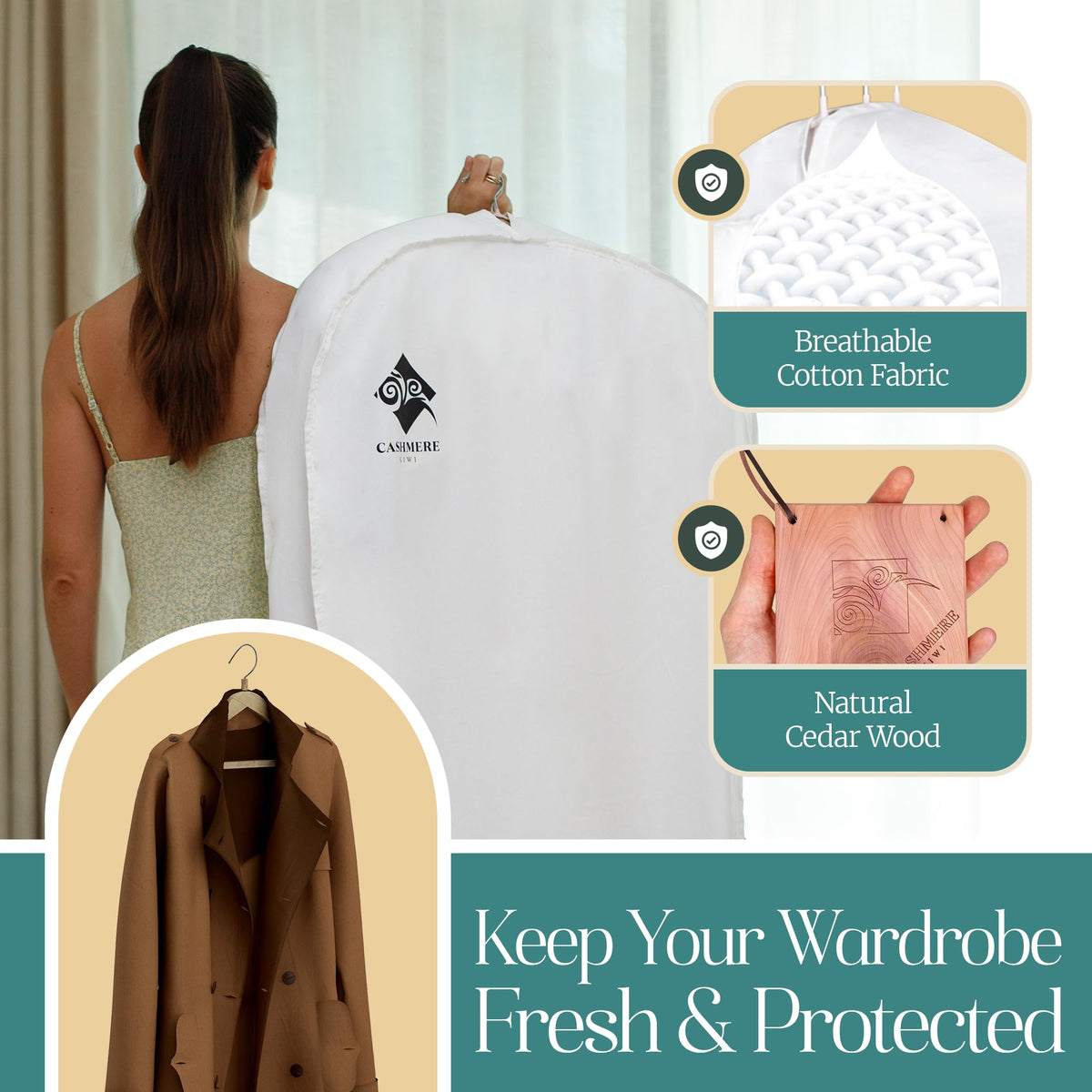 Cashmere Kiwi cedar blocks help keep clothes smelling fresh and moth-free.