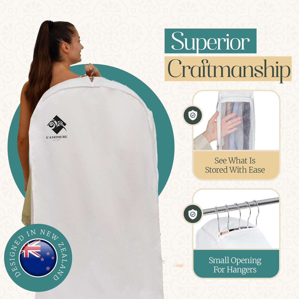 Cashmere Kiwi keeps clothes protected from dust and moths during storage.