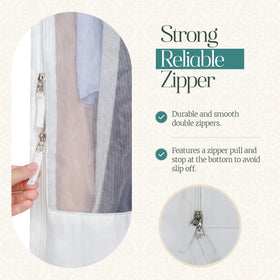Cashmere Kiwi leather straps add style while securing garments during travel.