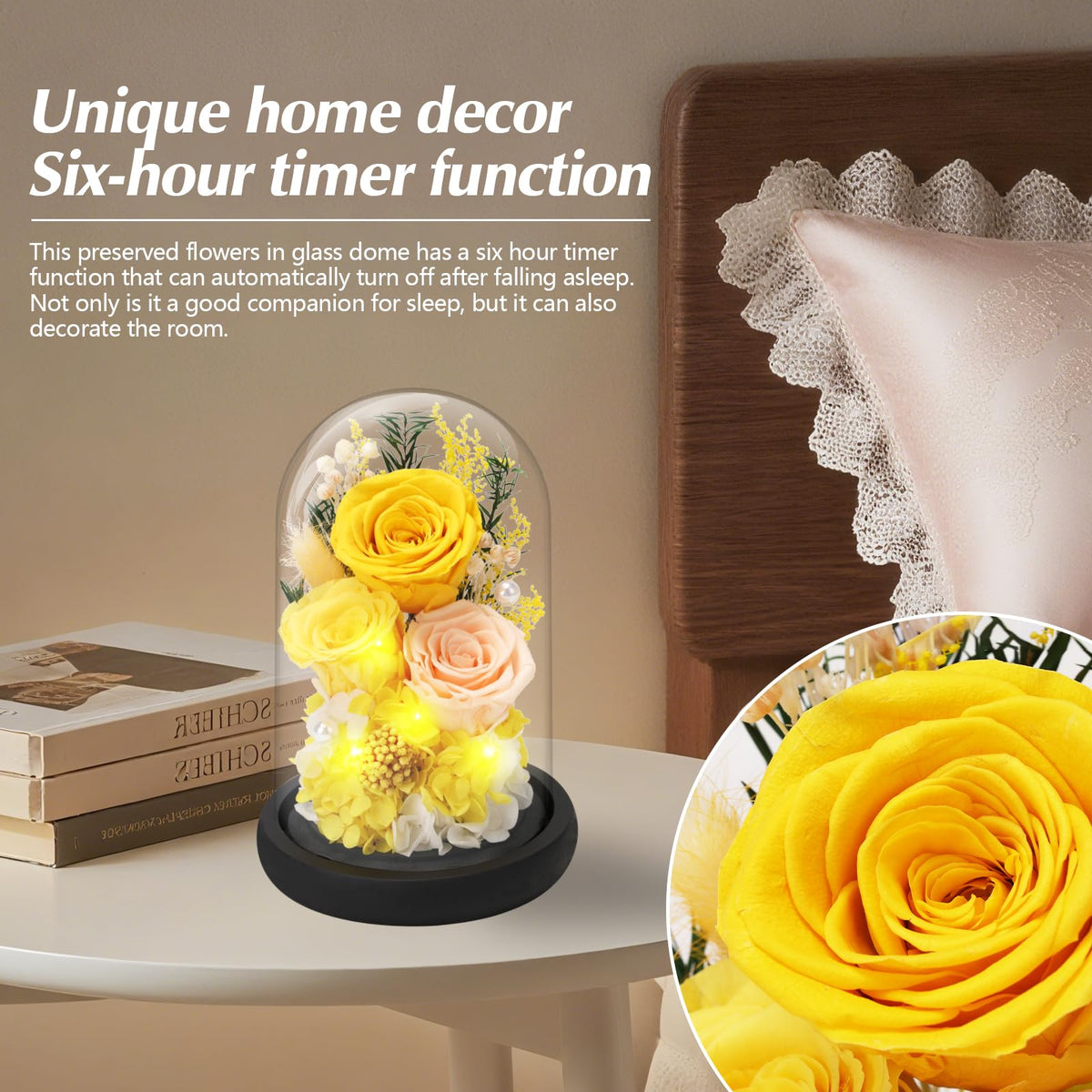 Casaido glass dome with wood base highlights craftsmanship and elegant display.