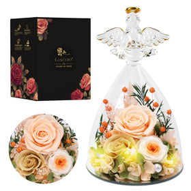 Casaido Mothers Day rose in glass angel dome, a timeless keepsake gift.