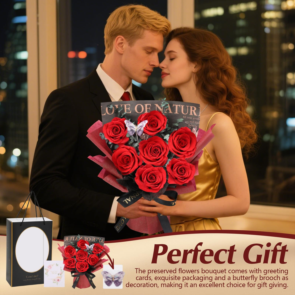 Casaido preserved roses closeup highlights rich petals and lifelike texture for gifting
