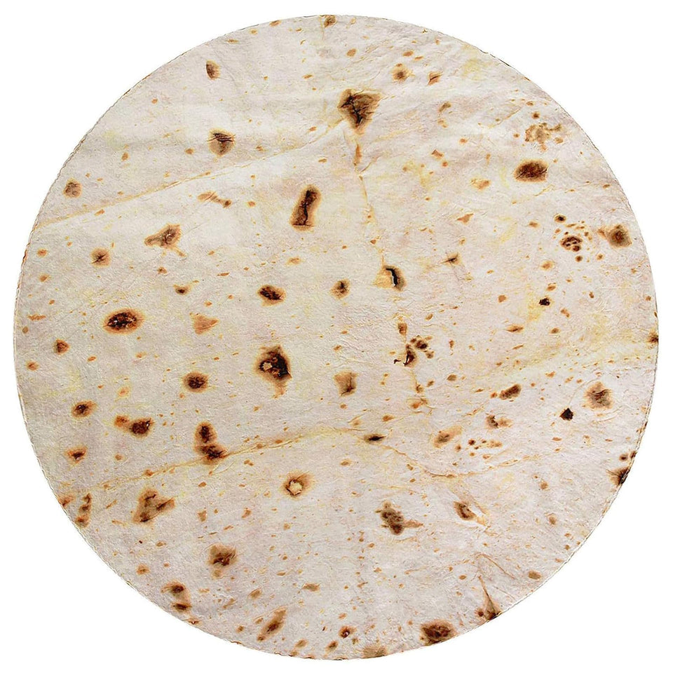 CASOFU Burrito Blanket full view shows giant tortilla design for cozy lounging.