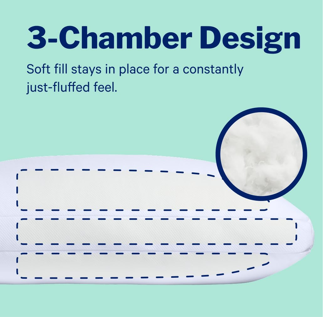 Casper pillow with medium-soft feel supports side, back, and stomach sleepers