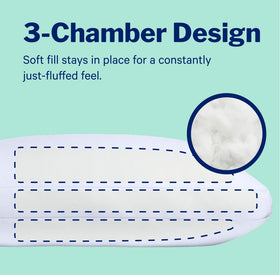 Casper pillow with medium-soft feel supports side, back, and stomach sleepers