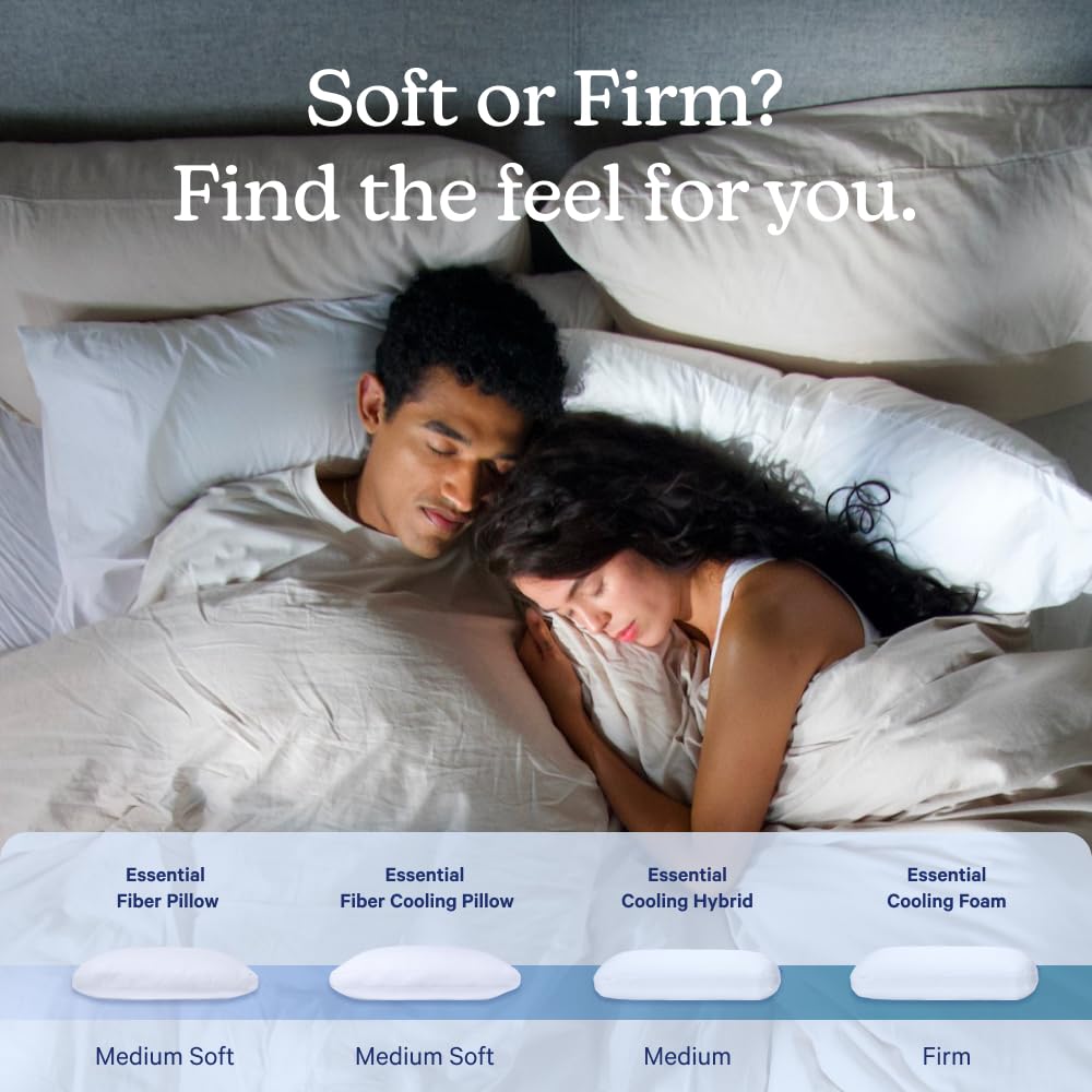 Casper Essential Pillow on bed demonstrating versatile use for different sleepers