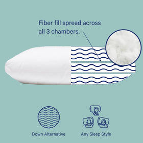 Casper Sleep Essential Pillow loft close-up showing three-chamber design