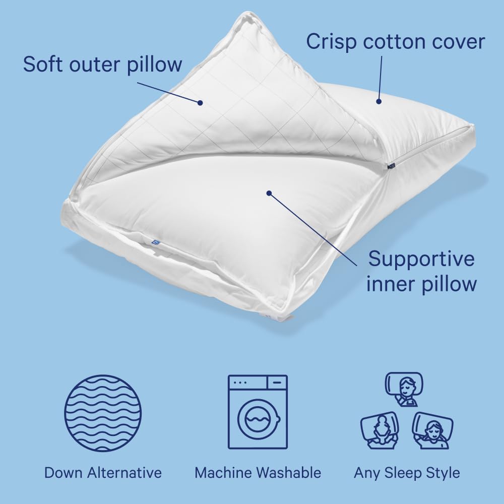 Casper Sleep Original Pillow side view highlighting medium loft for balanced neck alignment