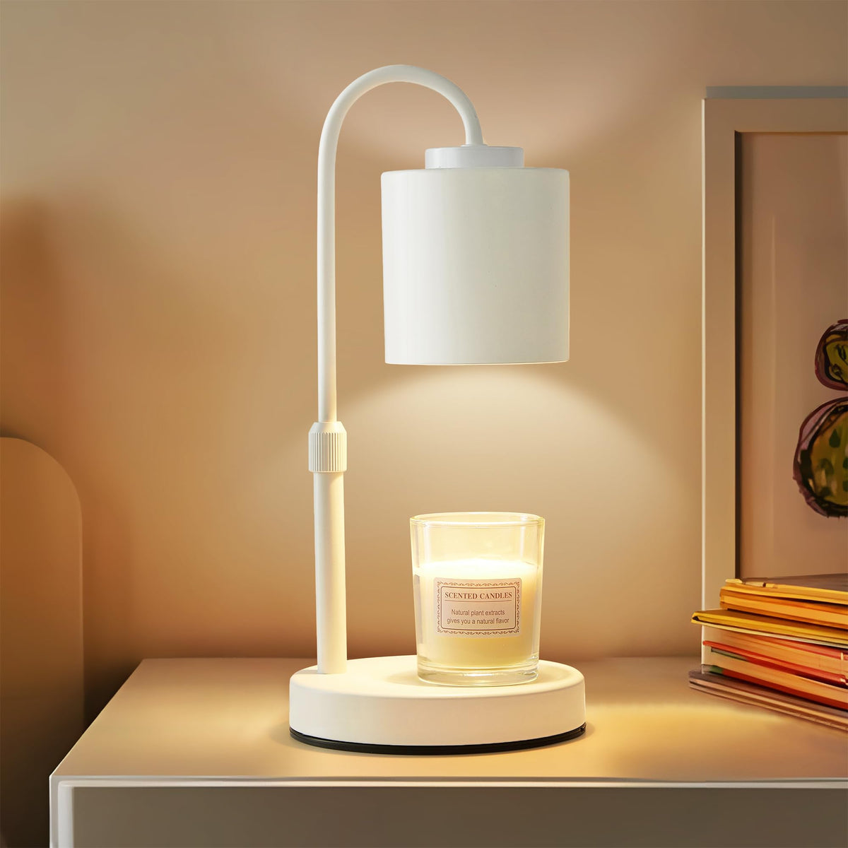 CASTLELIFE Candle Warmer Lamp front view shows sleek white design for modern spaces.