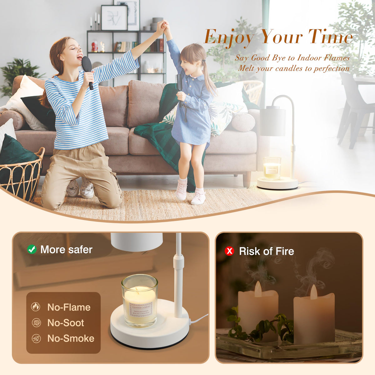 CASTLELIFE Candle Warmer Lamp height-adjustable pole lets you fine-tune warmth and scent release.