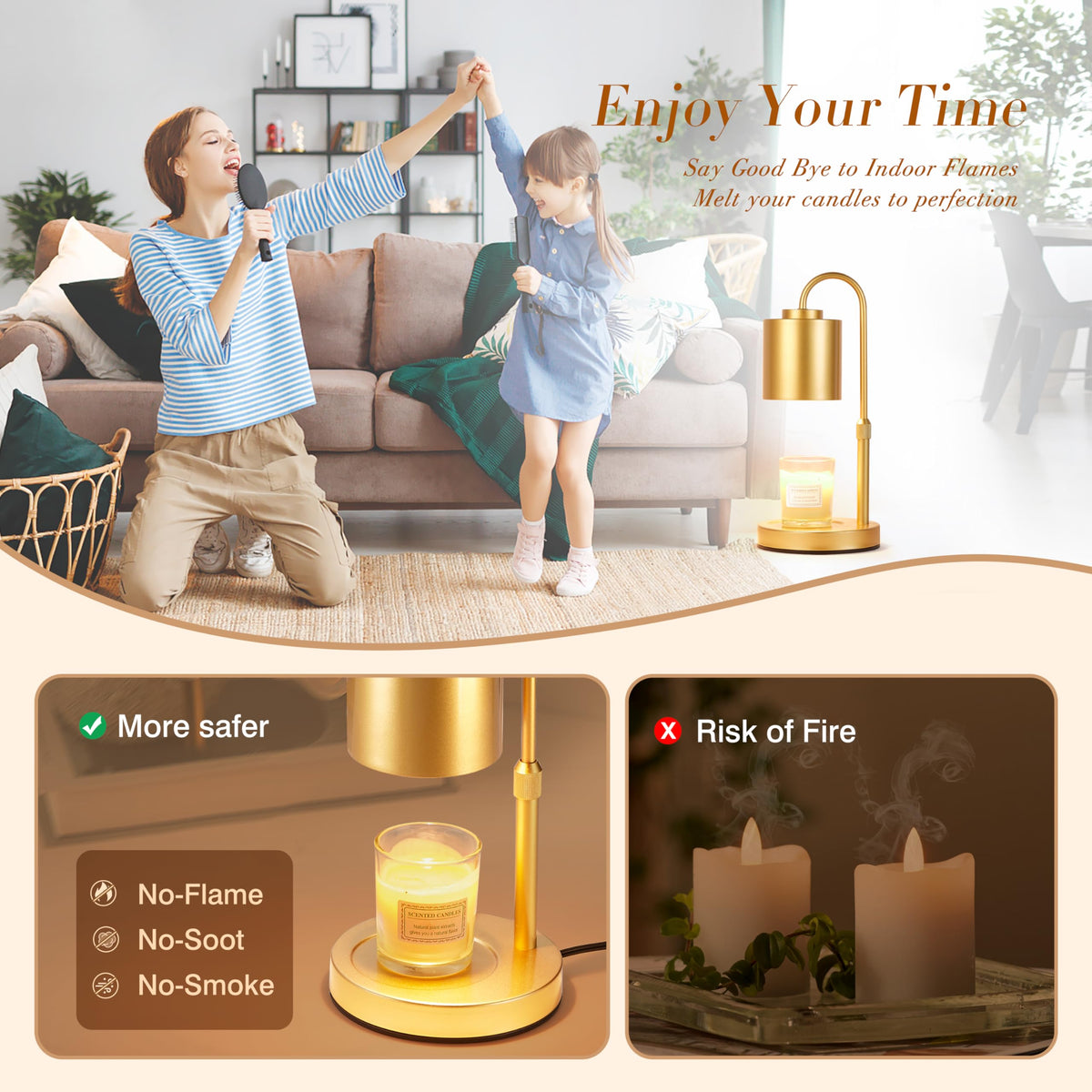 CASTLELIFE Candle Warmer Lamp adds elegant decor and warm ambiance.