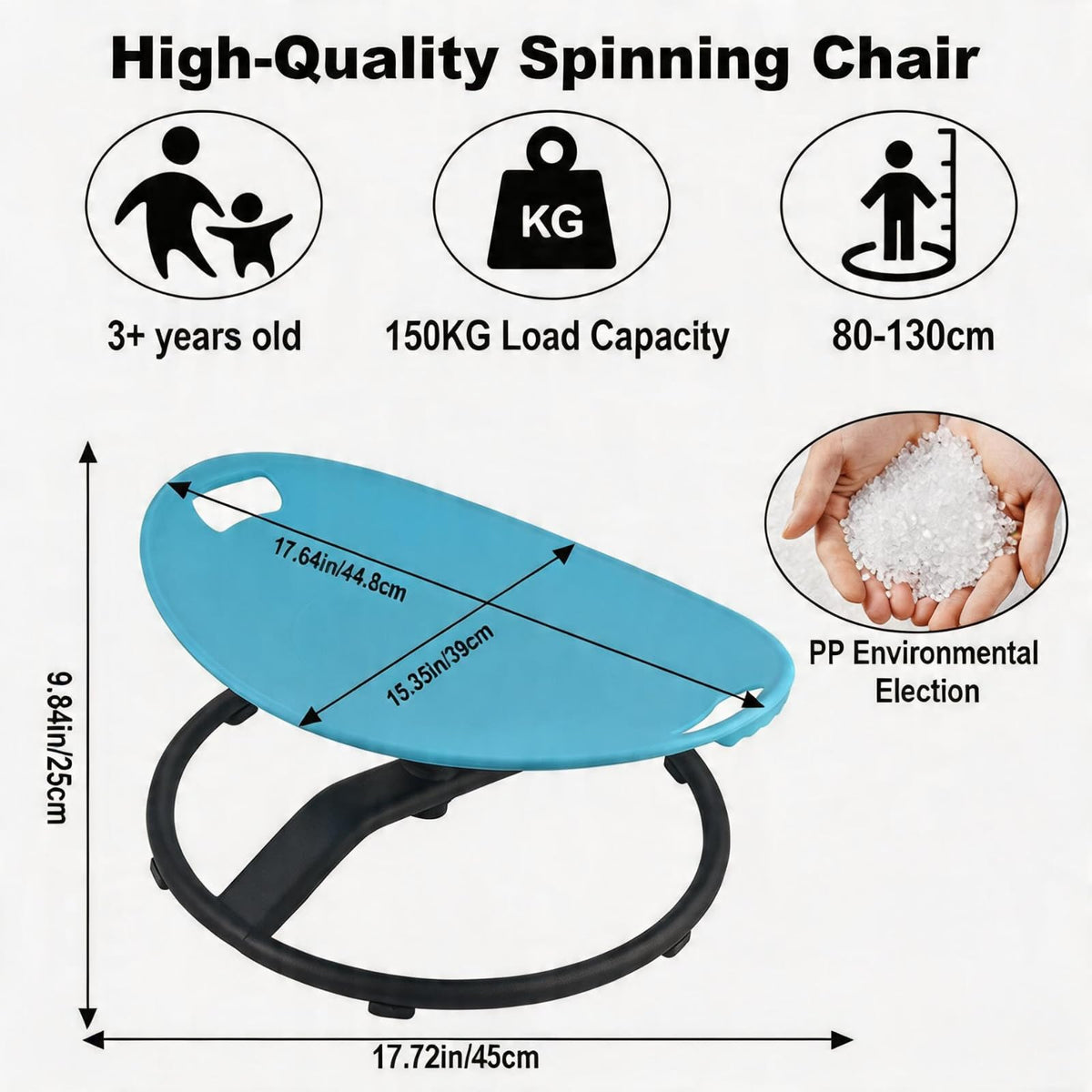 Casuenia spinning chair safety handles provide steady grip during play.