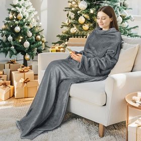 Catalonia cozy fleece wrap robe highlighting soft texture for TV time.