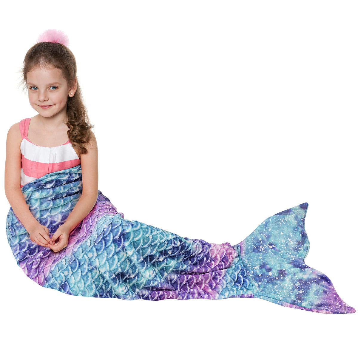 Catalonia kids mermaid-tail blanket in galaxy pattern provides cozy warmth for story time