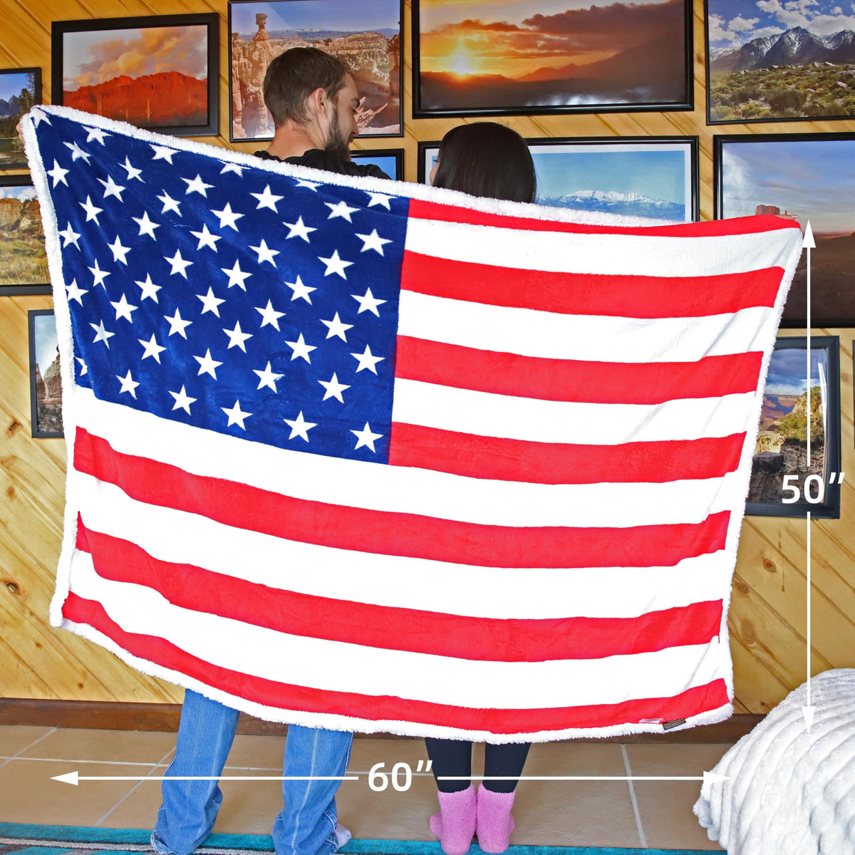 Catalonia outdoor picnic USA flag throw for portable warmth