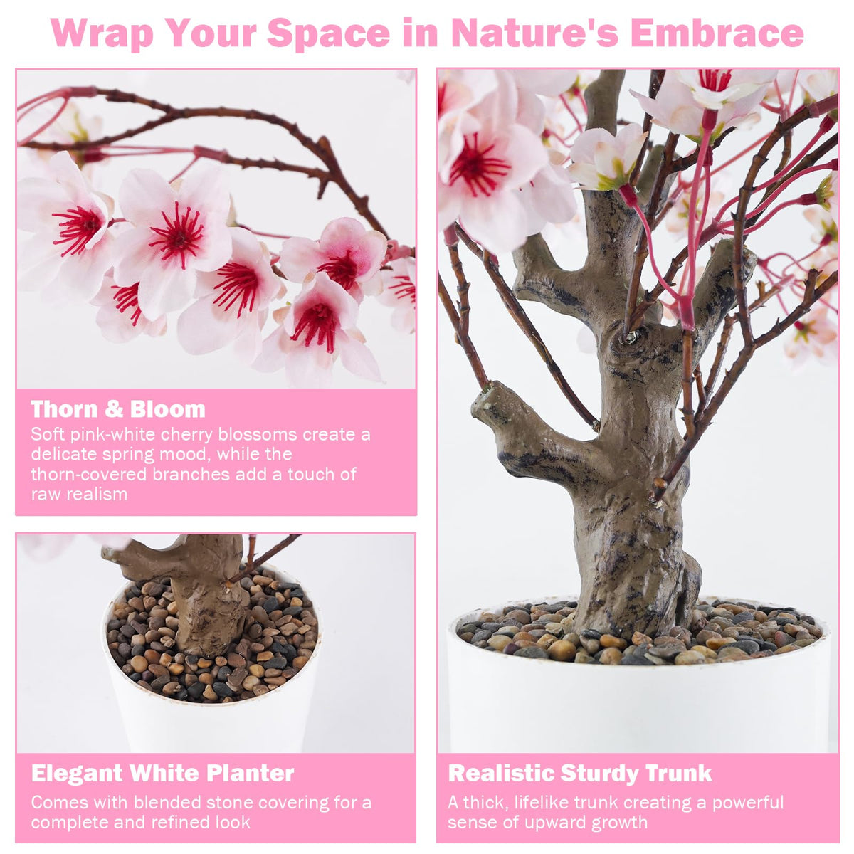 Caxchiling artificial sakura tree 2ft shows detailed branches for natural charm