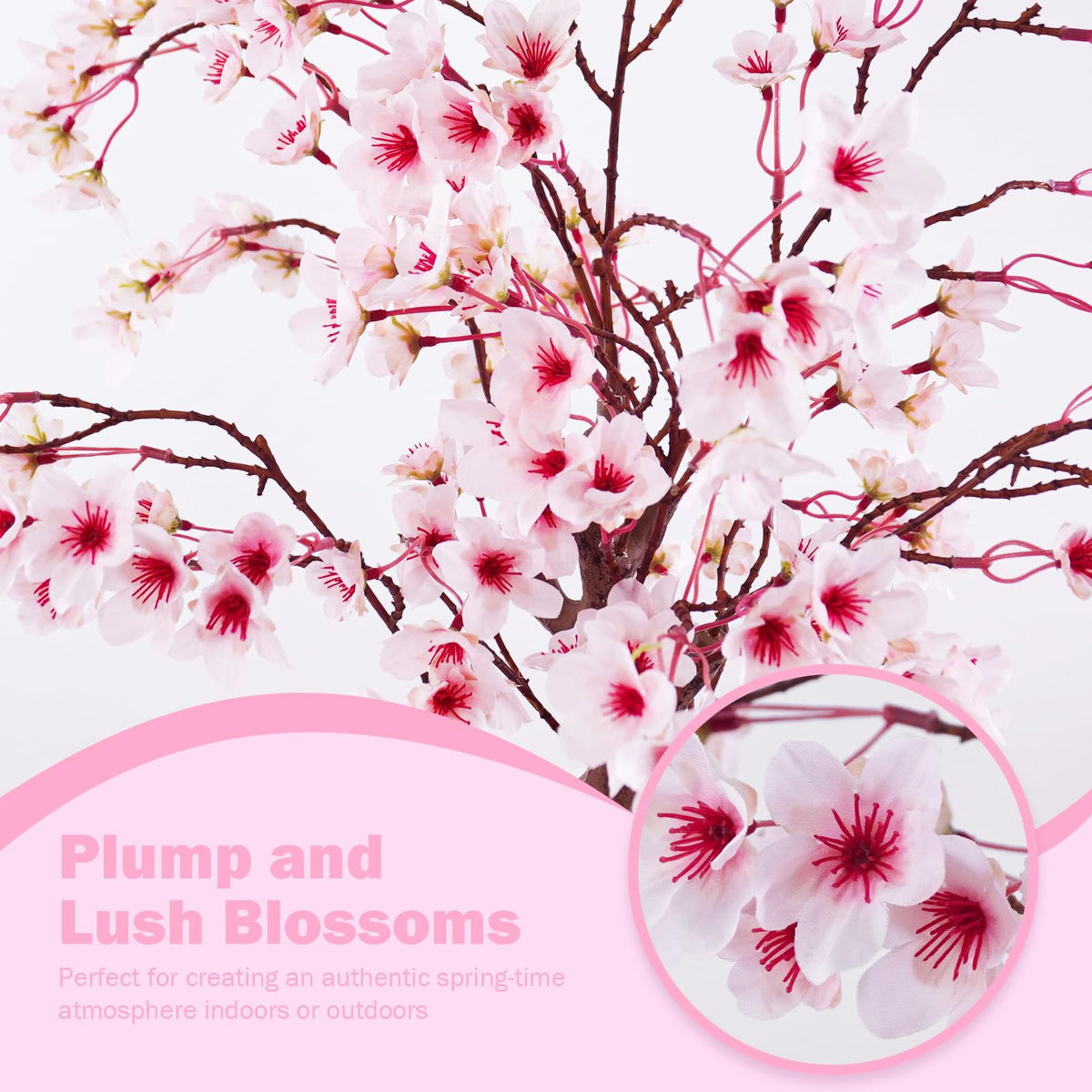 Caxchiling Cherry Blossom Tree 2ft white pot pebbles adds minimalist desk decor