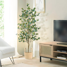Caxchiling faux eucalyptus leaves offer a realistic look without watering or sunlight.