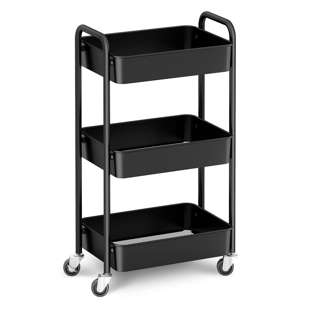 CAXXA 3-Tier rolling cart side view for easy room-to-room organization