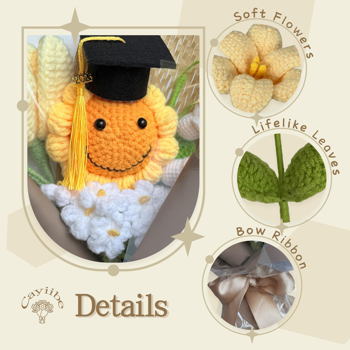 Cayiibe crochet roses and sunflowers showcase diverse color meanings for thoughtful gifting