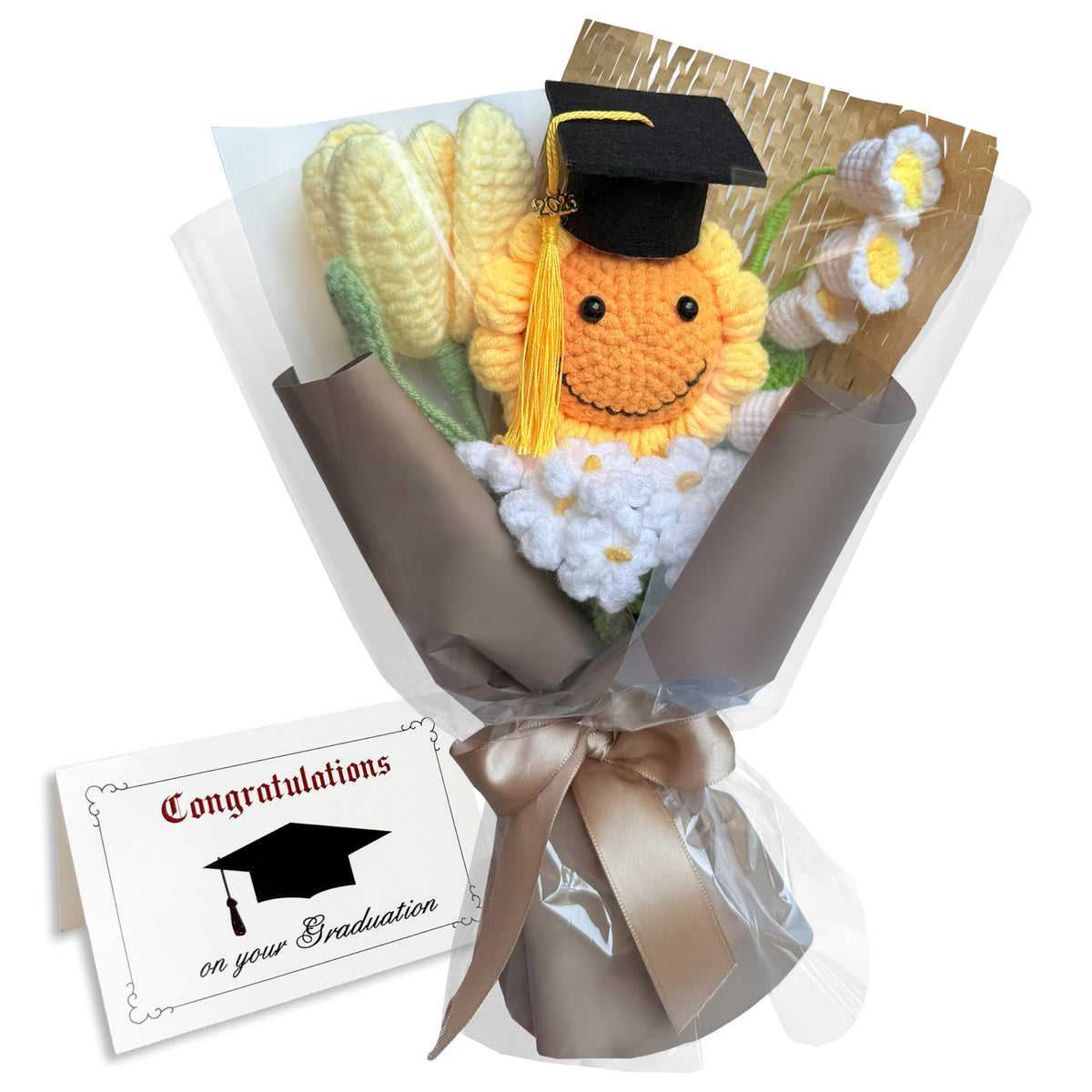 Cayiibe sunflower crochet bouquet front view adds warm elegance to living room decor
