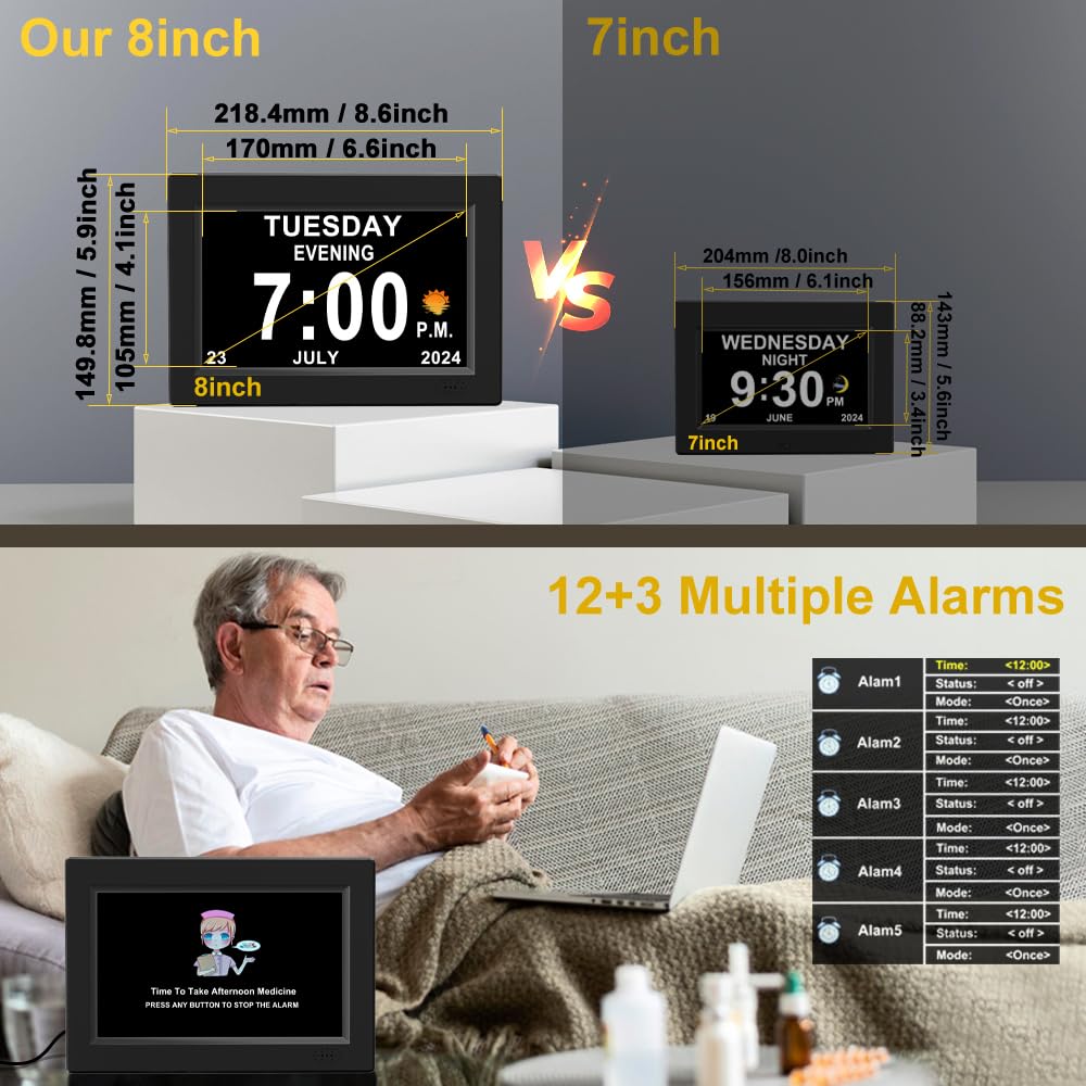 CAZOKASI clock showing multiple alarms and reminders for daily use