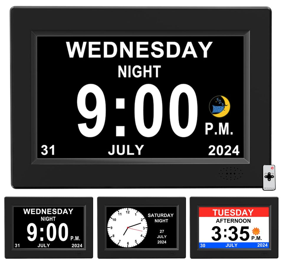 CAZOKASI 8-inch alarm clock front view with large readable display