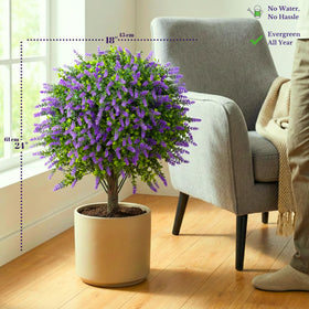 CAZZOVA artificial boxwood lavender decor close-up showing lush realism.