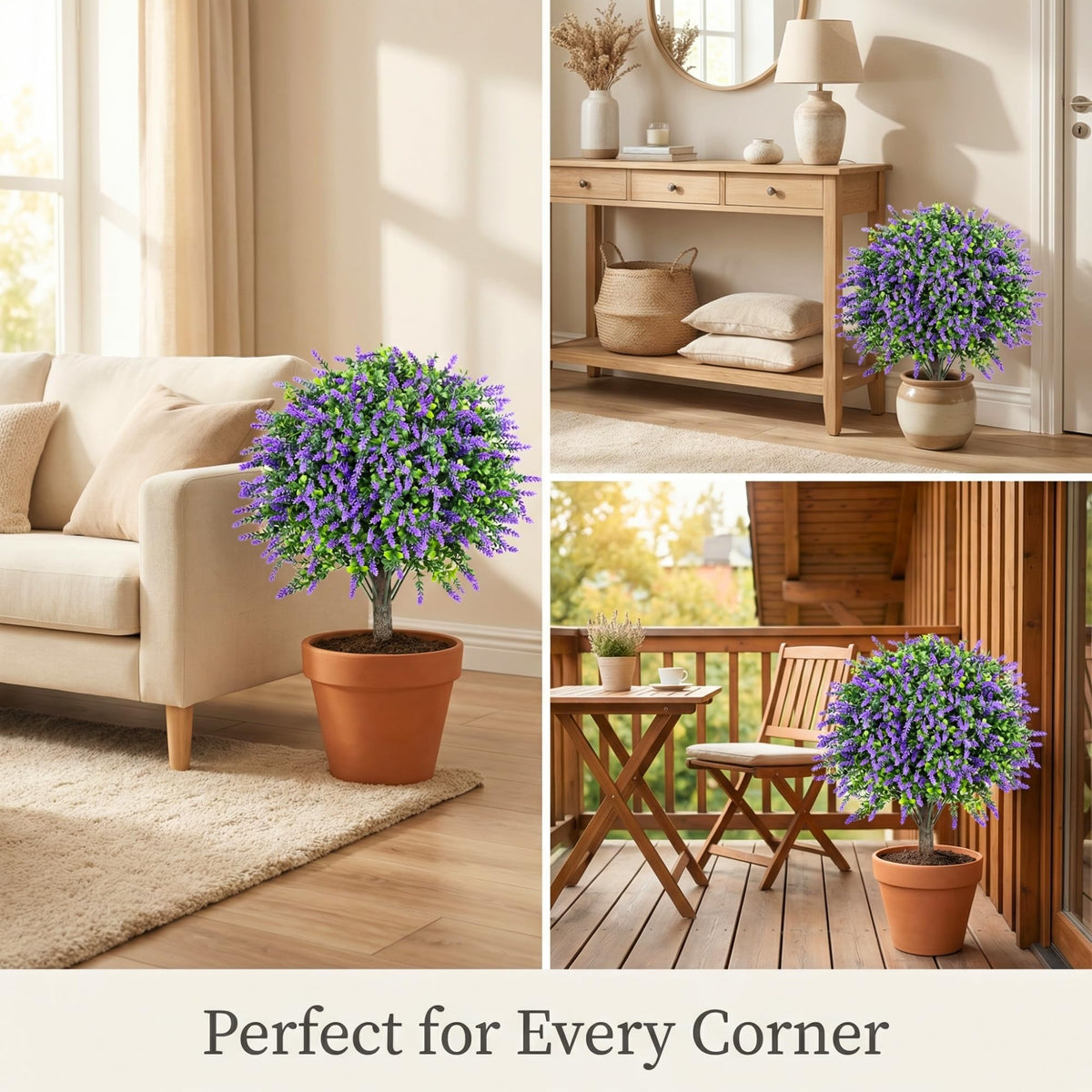 CAZZOVA lavender topiary ball as modern outdoor decor inspiration.