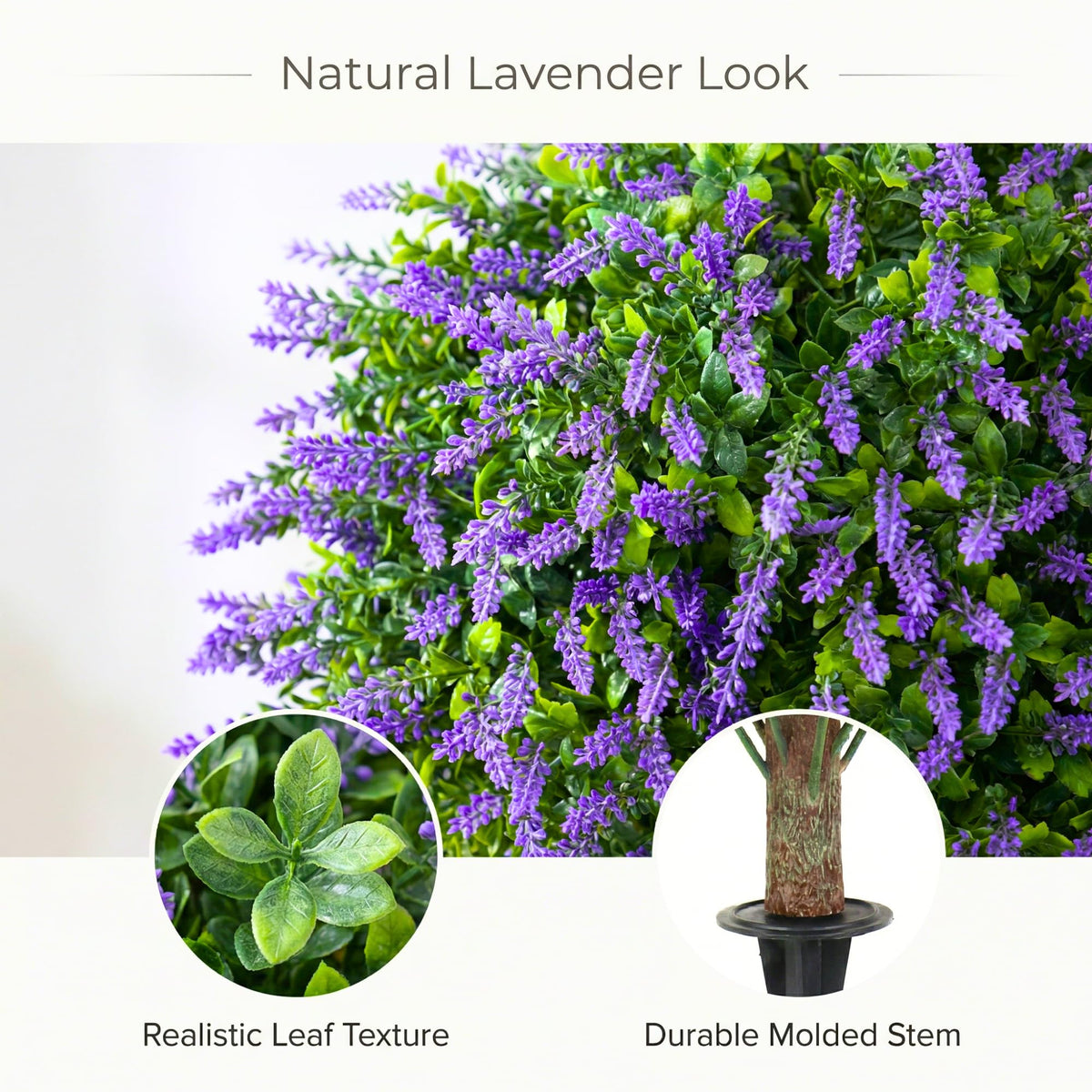 CAZZOVA lavender topiary ball on porch for year-round curb appeal.