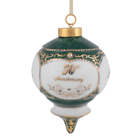 CBE Happy 50th Anniversary ornament front view, timeless keepsake for milestone celebration.