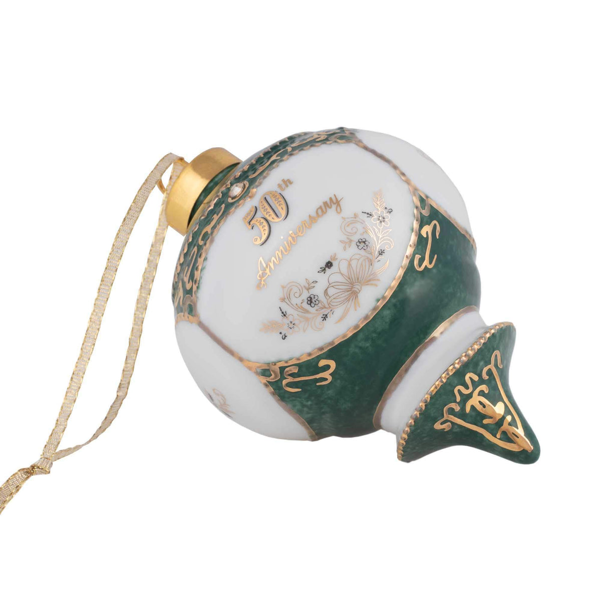 CBE Happy 50th Anniversary ornament ships gift-ready in a protective box for gifting.