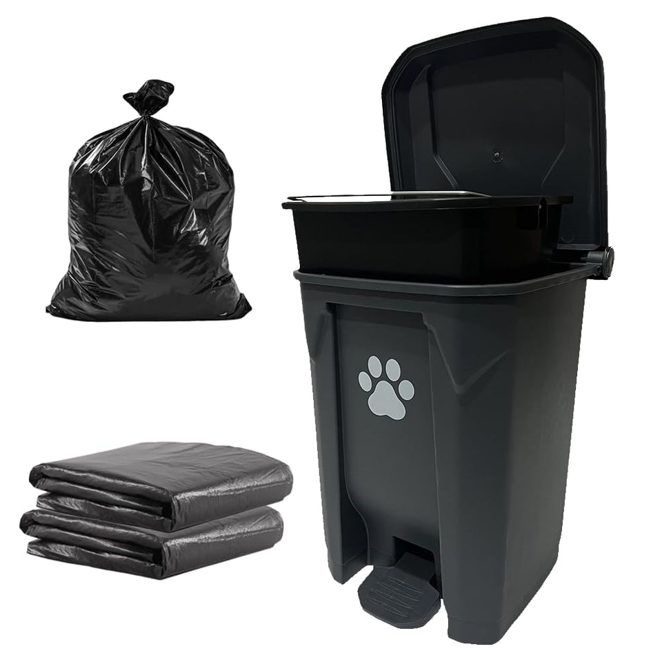 CCAATVG outdoor dog poop trash can with lid and pedal keeps backyard odor-free