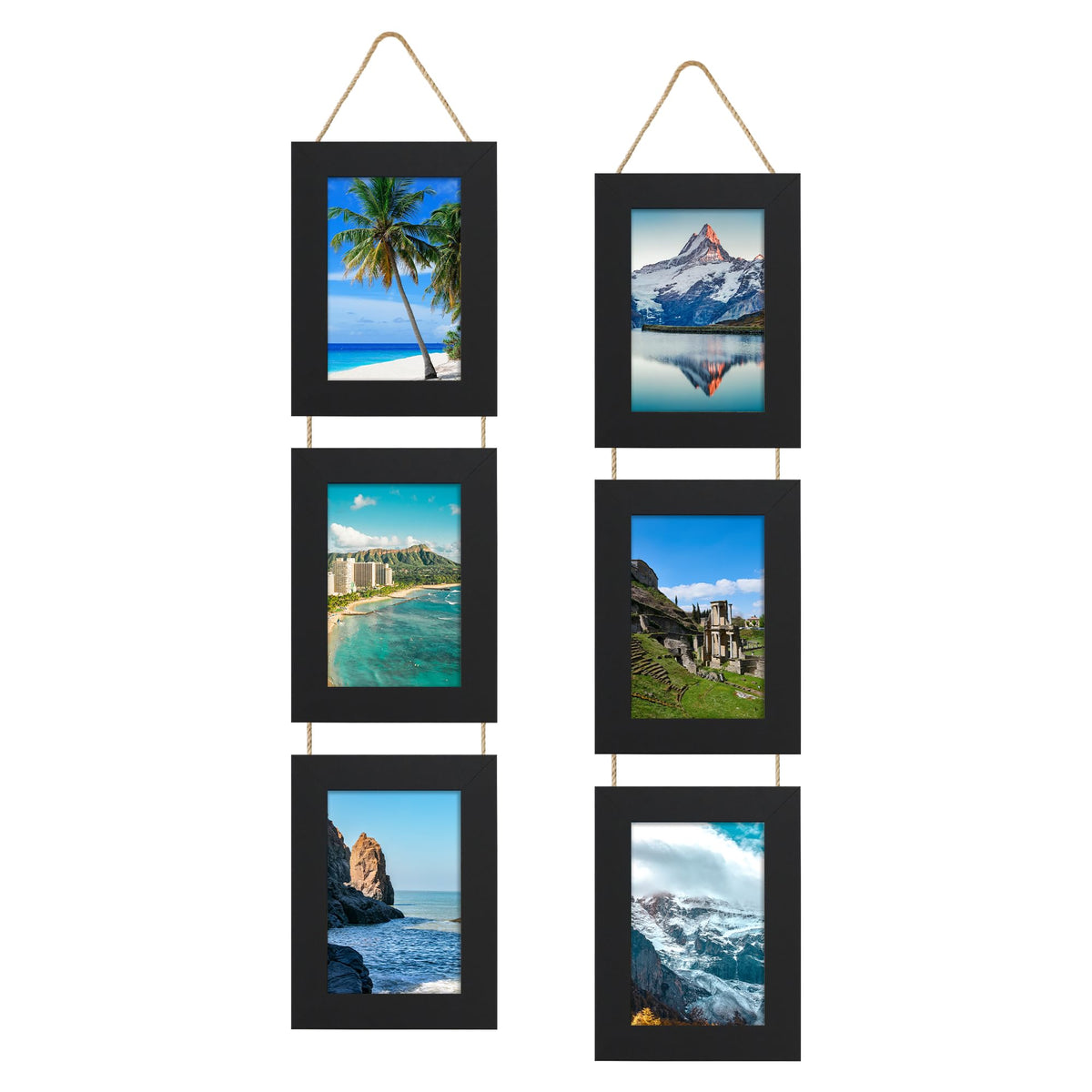 ccdcc vertical 3 opening collage frame in black with real glass for wall display