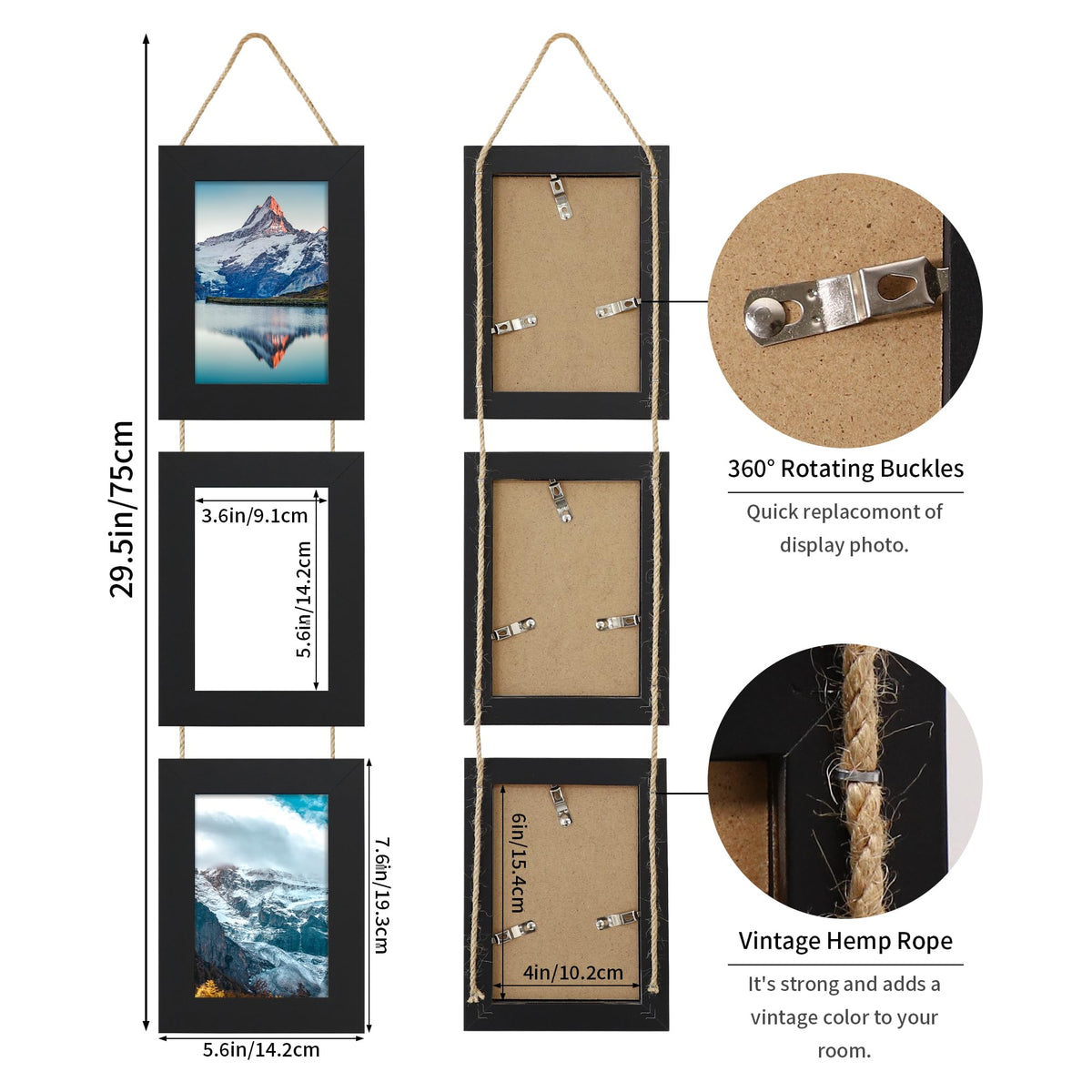 ccdcc sturdy MDF wood frame with tempered glass for 4x6 photos