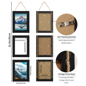 ccdcc hemp rope hanging collage frame ready for rustic wall display.