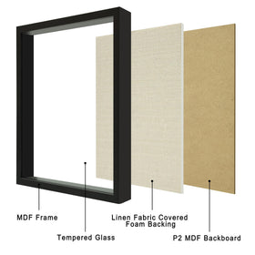 CCDCC shadow box 12x16 black wood frame closeup showing durable construction.