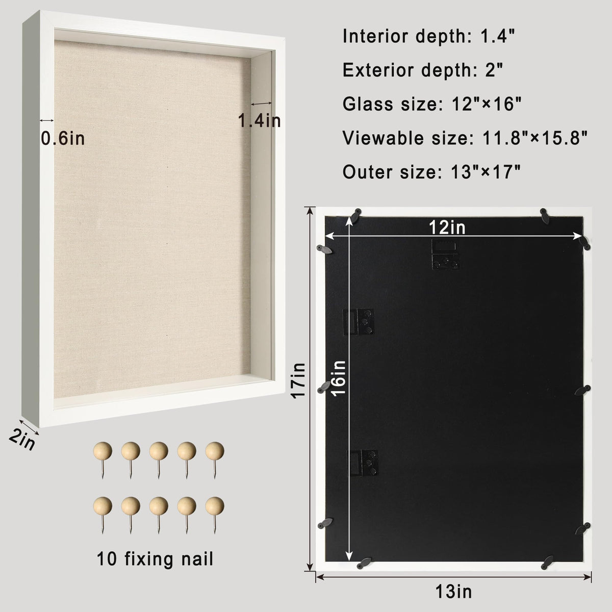 CCDCC 12x16 shadow box hanging hardware for vertical or horizontal mounting