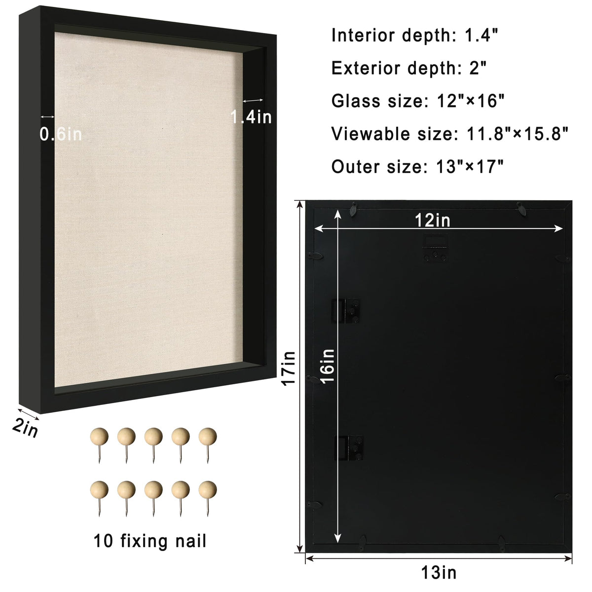 CCDCC shadow box 12x16 wall display hardware for vertical or horizontal hanging.