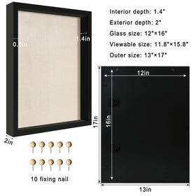 CCDCC shadow box 12x16 wall display hardware for vertical or horizontal hanging.