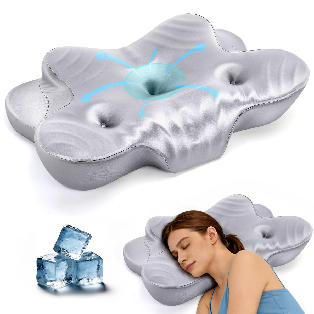 CCidea dual ear relief zone pillow supports side sleepers with ergonomic design